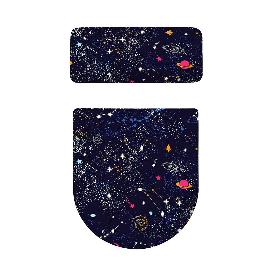 Zodiac Star Signs Galaxy Space Print Toilet Lid And Tank Cover Set