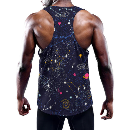 Zodiac Star Signs Galaxy Space Print Training Tank Top