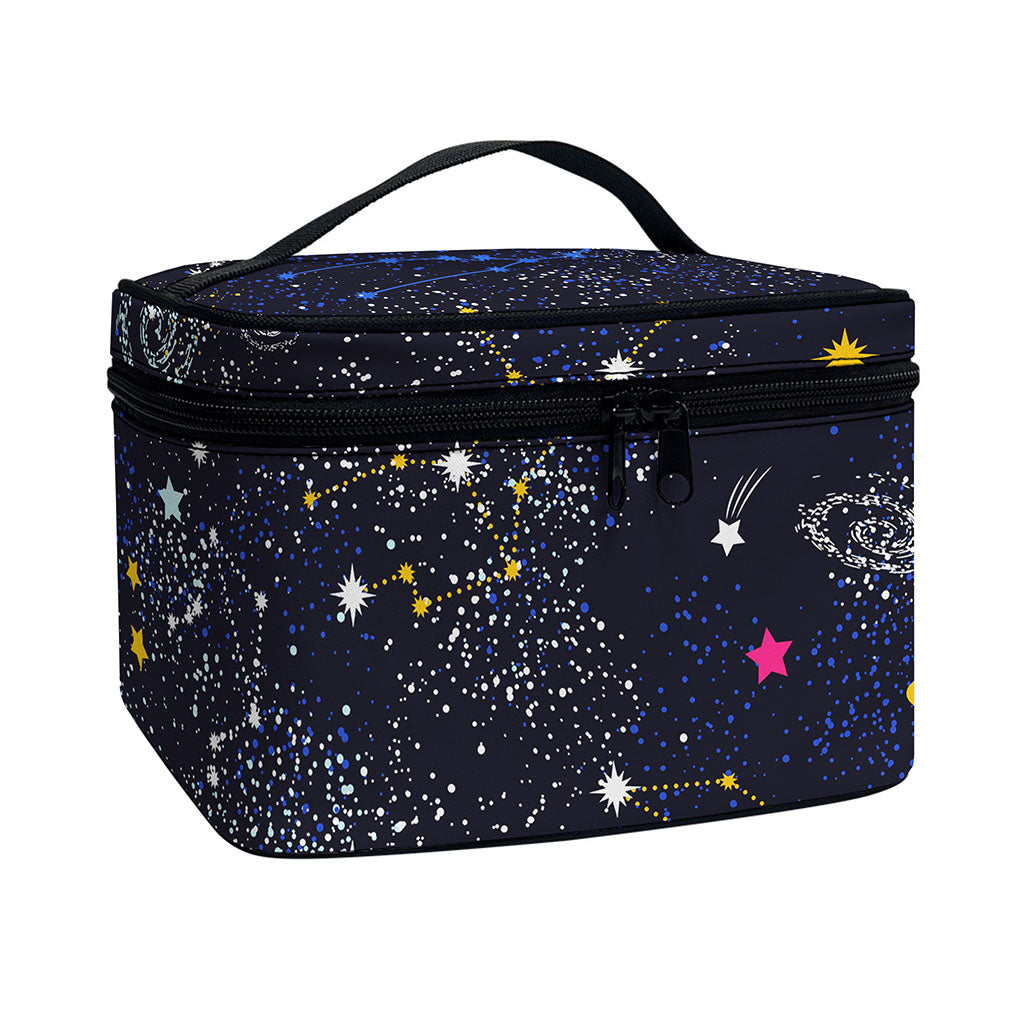 Zodiac Star Signs Galaxy Space Print Travel Makeup Bag