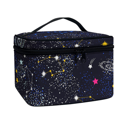 Zodiac Star Signs Galaxy Space Print Travel Makeup Bag