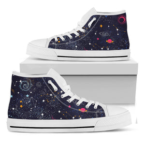 Zodiac Star Signs Galaxy Space Print White High Top Sneakers