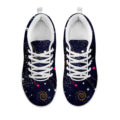 Zodiac Star Signs Galaxy Space Print White Running Shoes