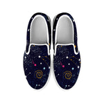 Zodiac Star Signs Galaxy Space Print White Slip On Sneakers