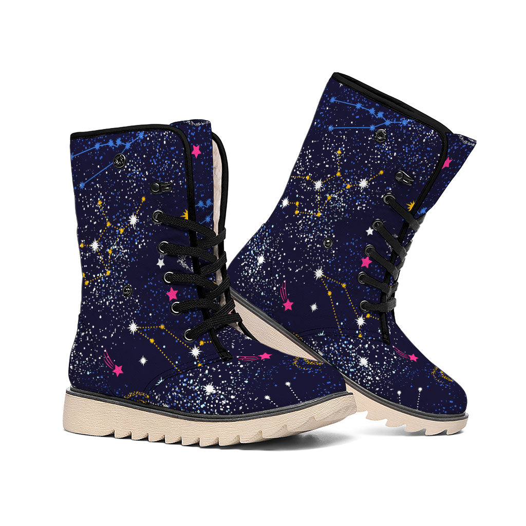 Zodiac Star Signs Galaxy Space Print Winter Boots