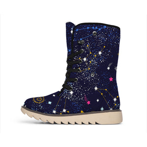 Zodiac Star Signs Galaxy Space Print Winter Boots
