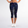 Zodiac Star Signs Galaxy Space Print Women's Capri Leggings