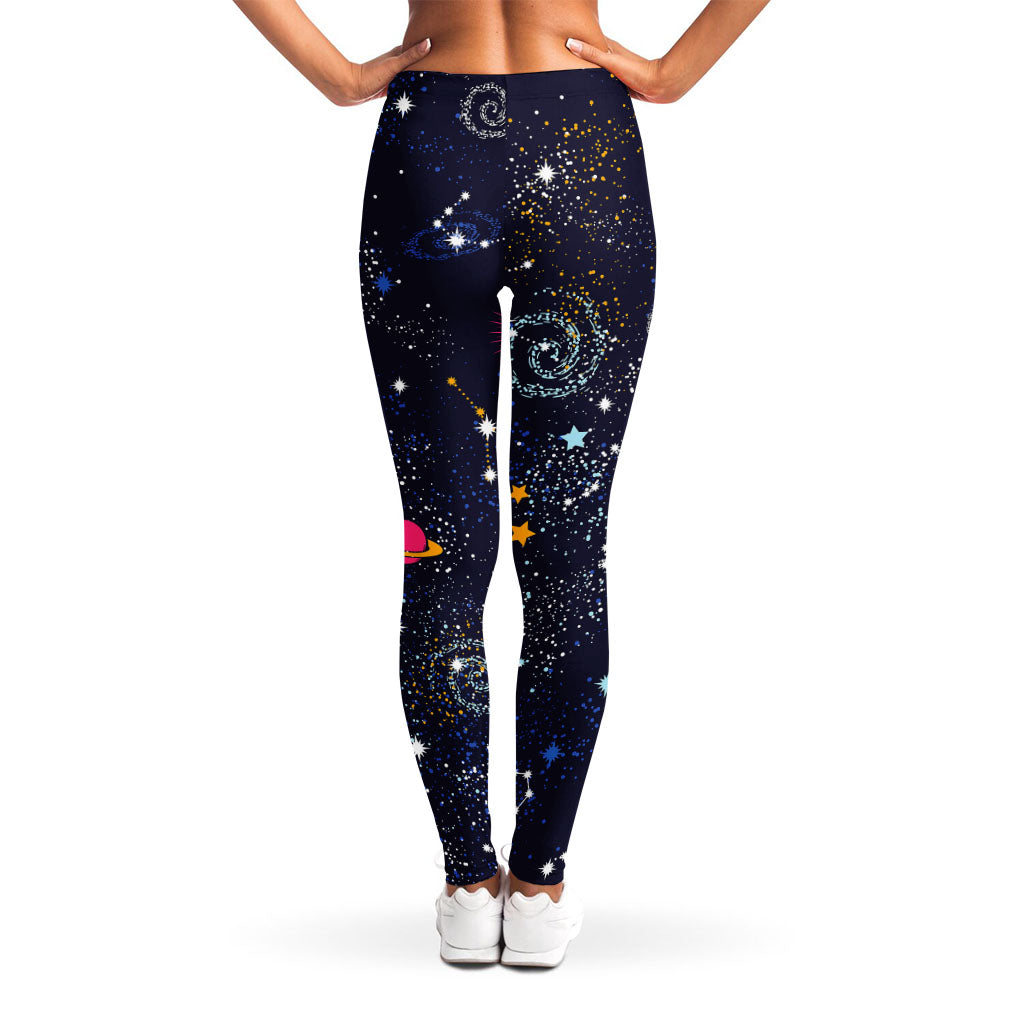 Zodiac Star Signs Galaxy Space Print Women's Leggings