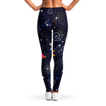 Zodiac Star Signs Galaxy Space Print Women's Leggings