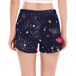 Zodiac Star Signs Galaxy Space Print Women's Split Running Shorts