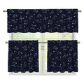 Zodiac Star Signs Pattern Print 3 Piece Kitchen Curtains