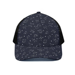 Zodiac Star Signs Pattern Print Black Mesh Trucker Cap