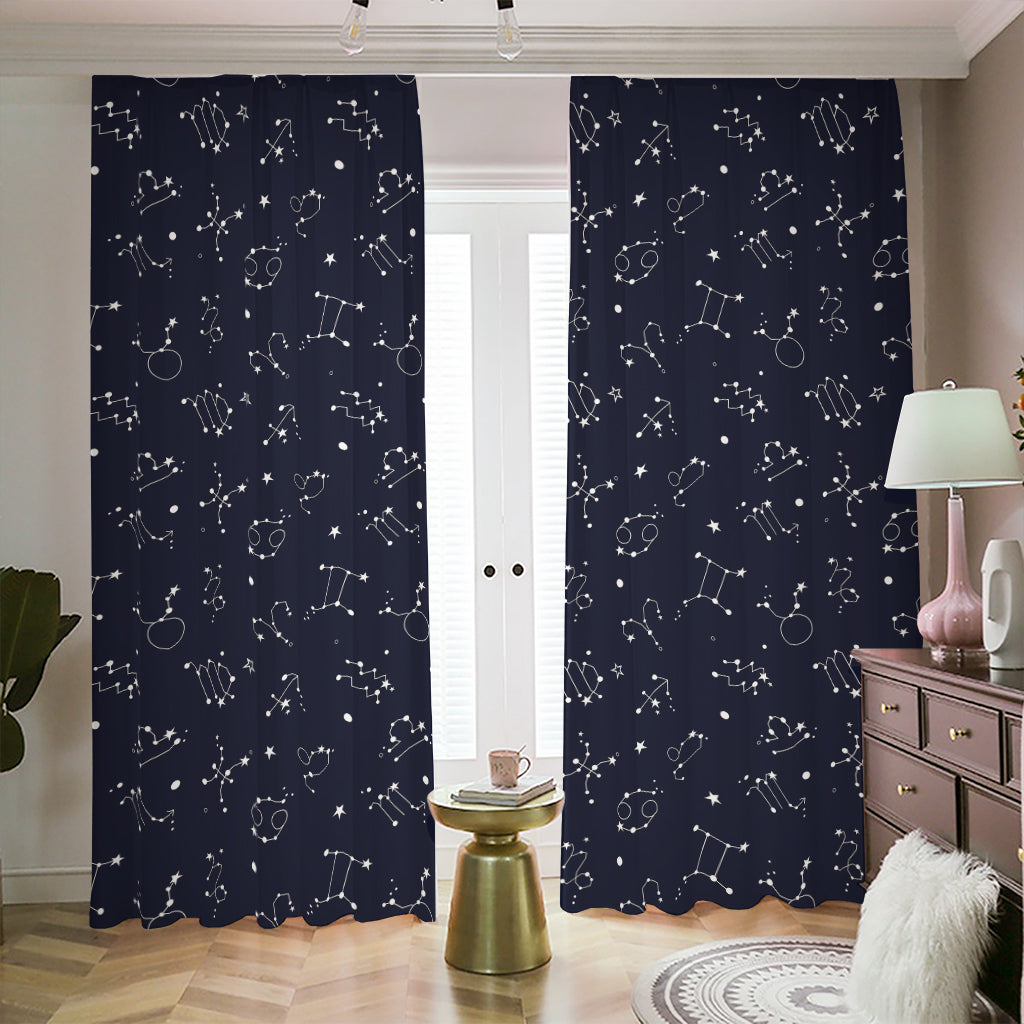 Zodiac Star Signs Pattern Print Blackout Pencil Pleat Curtains