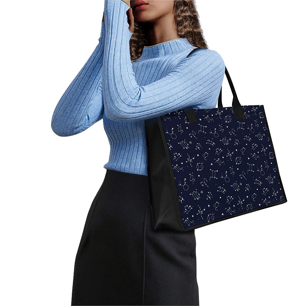 Zodiac Star Signs Pattern Print Canvas Tote Bag