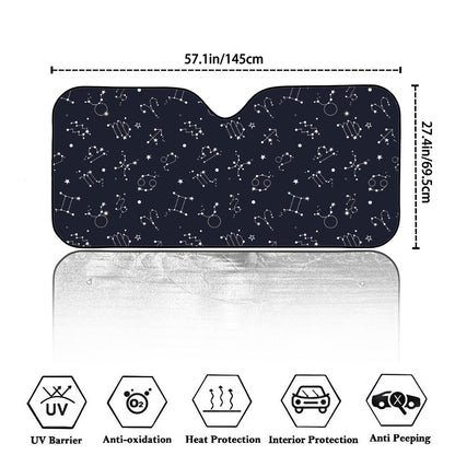 Zodiac Star Signs Pattern Print Car Windshield Sun Shade
