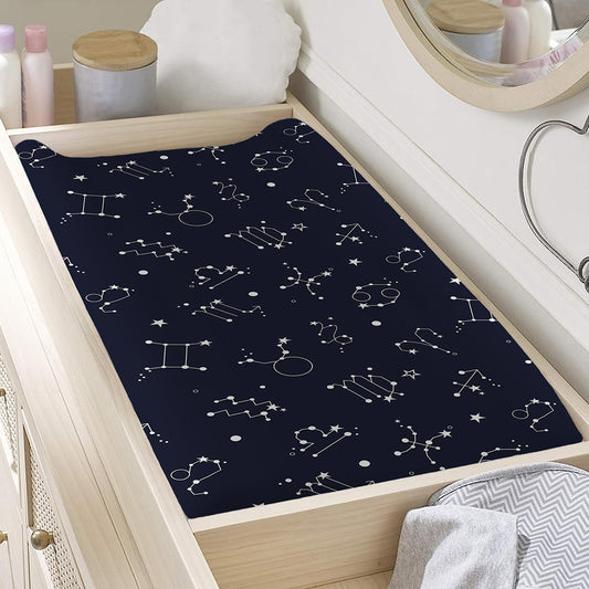 Zodiac Star Signs Pattern Print Changing Pad Cover