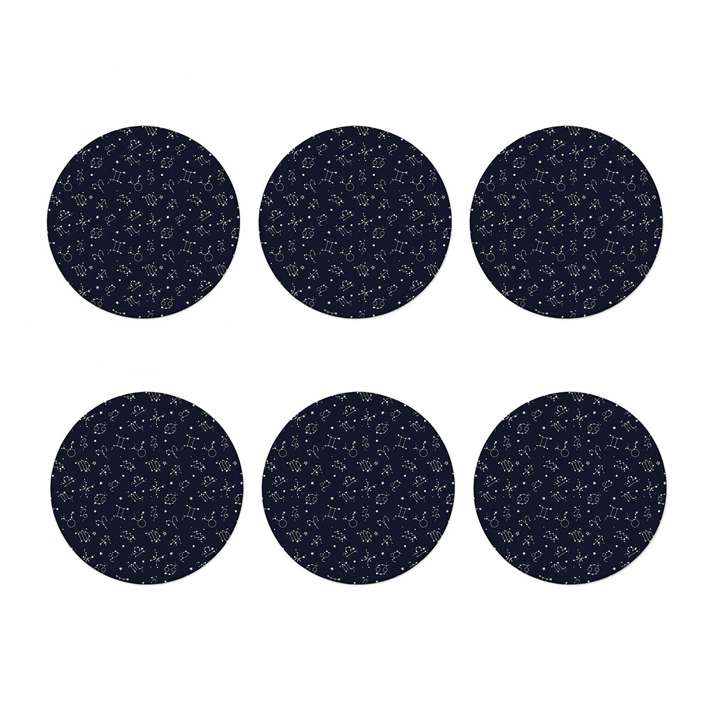 Zodiac Star Signs Pattern Print Coaster Set