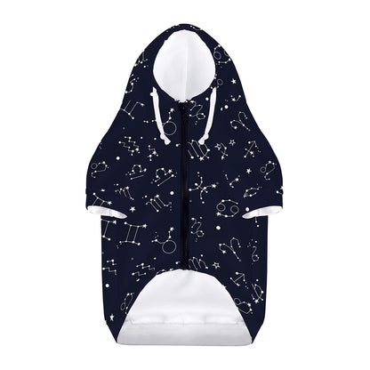 Zodiac Star Signs Pattern Print Dog Zip Up Hoodie