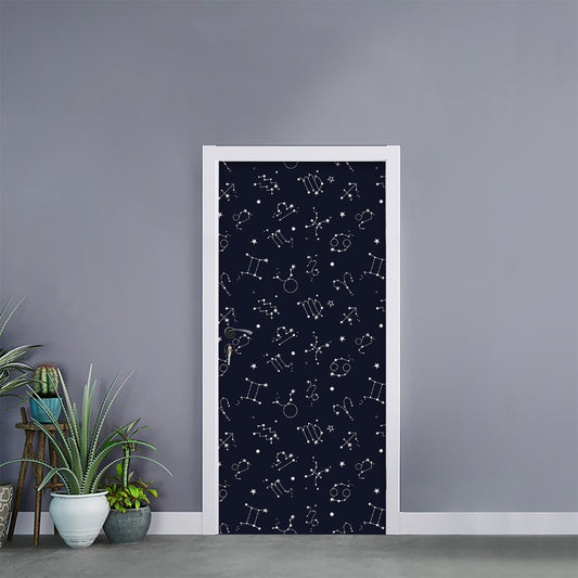 Zodiac Star Signs Pattern Print Door Sticker