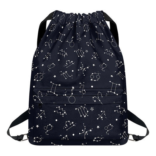 Zodiac Star Signs Pattern Print Drawstring Backpack