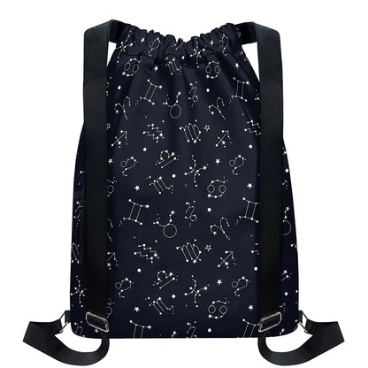 Zodiac Star Signs Pattern Print Drawstring Backpack