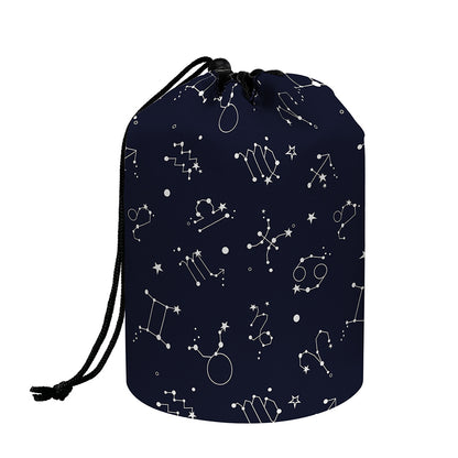 Zodiac Star Signs Pattern Print Drawstring Makeup Bag