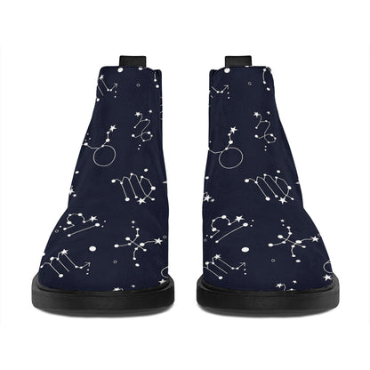 Zodiac Star Signs Pattern Print Flat Ankle Boots
