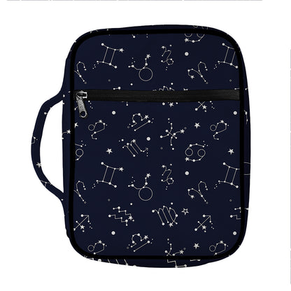 Zodiac Star Signs Pattern Print Front Pocket Bible Bag