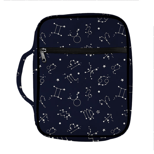 Zodiac Star Signs Pattern Print Front Pocket Bible Bag