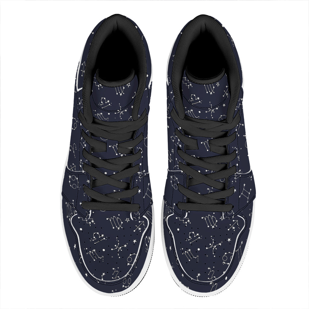 Zodiac Star Signs Pattern Print High Top Leather Sneakers
