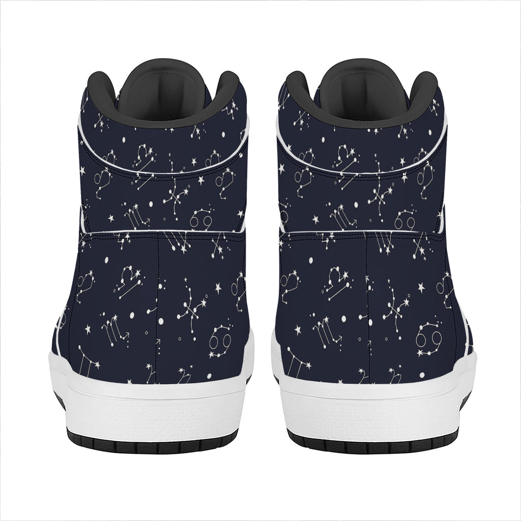 Zodiac Star Signs Pattern Print High Top Leather Sneakers