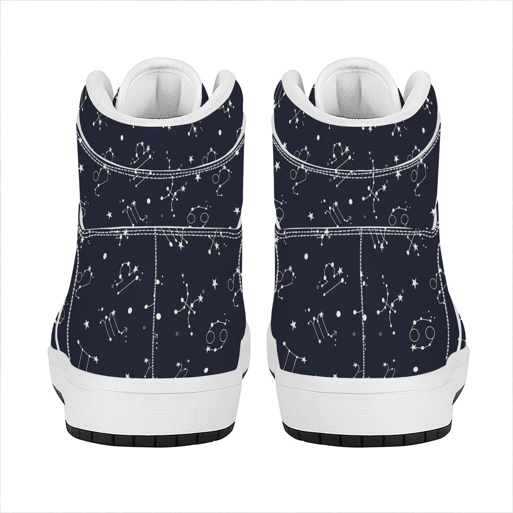 Zodiac Star Signs Pattern Print High Top Leather Sneakers