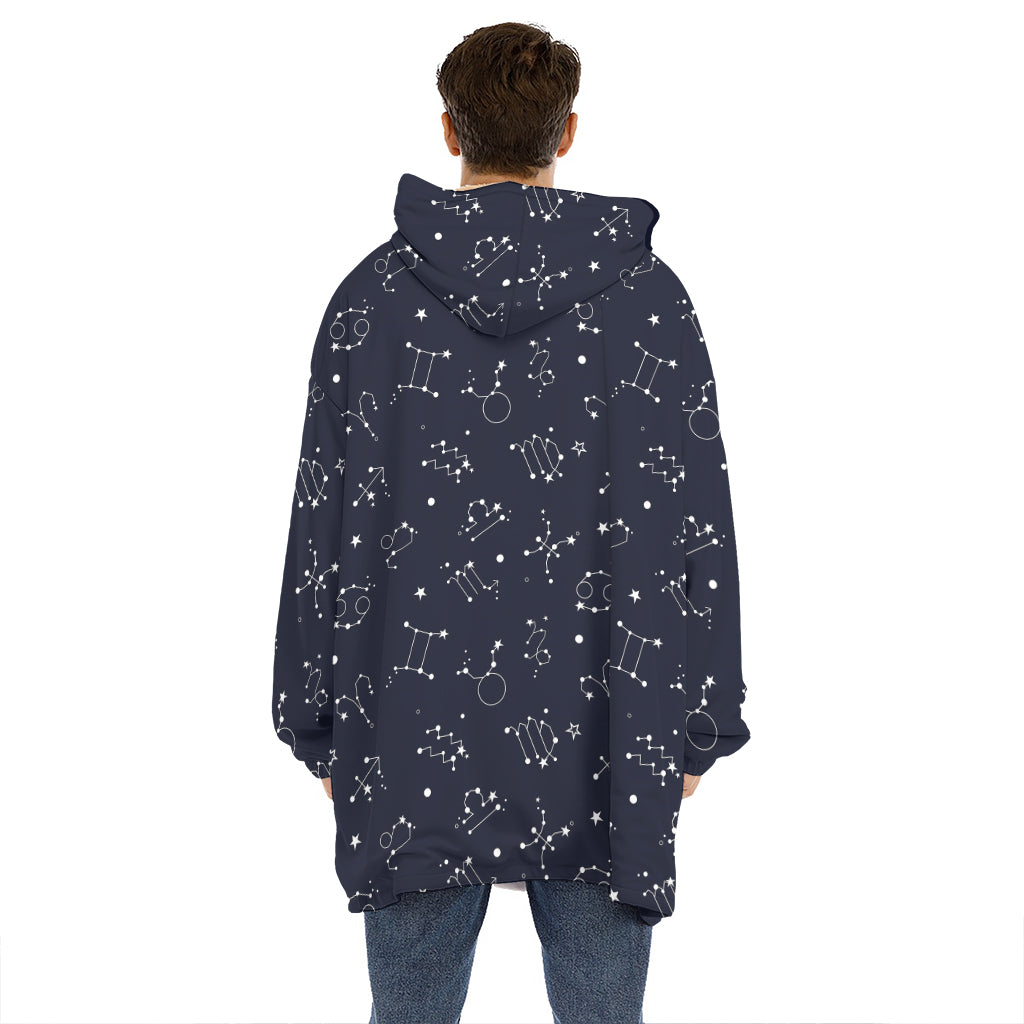 Zodiac Star Signs Pattern Print Hoodie Blanket