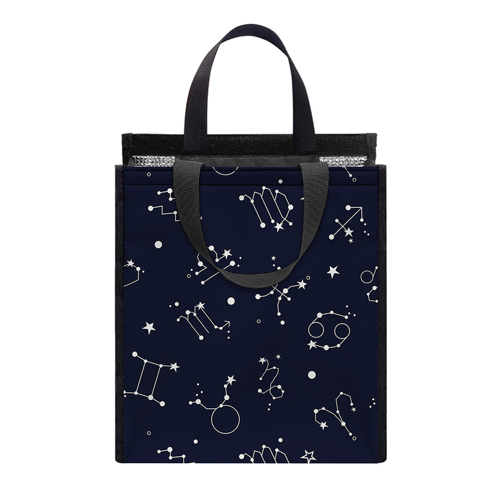 Zodiac Star Signs Pattern Print Insulated Lunch Tote