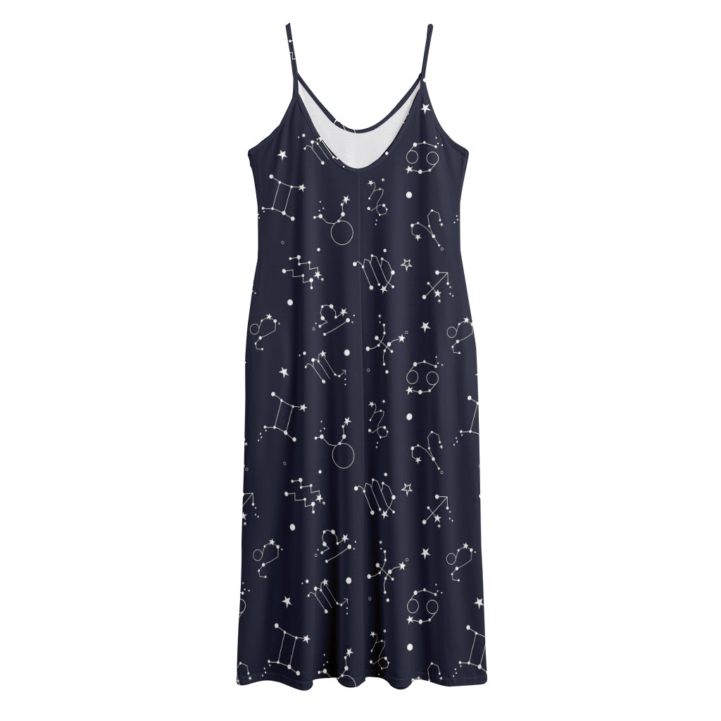 Zodiac Star Signs Pattern Print Jersey Midi Cami Dress