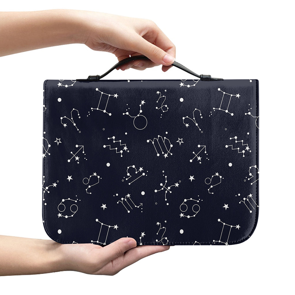 Zodiac Star Signs Pattern Print Leather Bible Cover