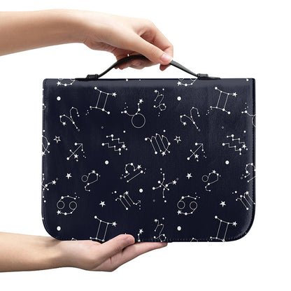 Zodiac Star Signs Pattern Print Leather Bible Cover