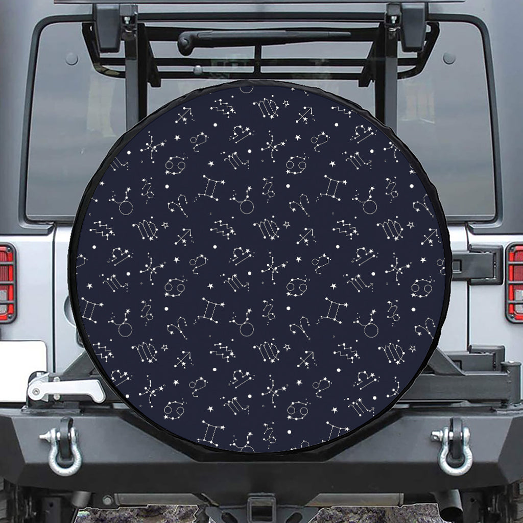 Zodiac Star Signs Pattern Print Leather Spare Tire Cover