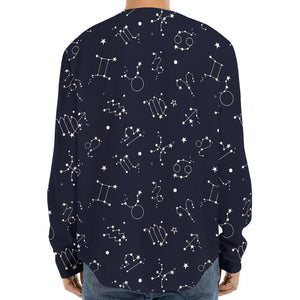 Zodiac Star Signs Pattern Print Long Sleeve Baseball Jersey