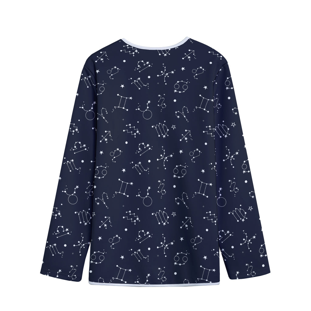Zodiac Star Signs Pattern Print Long Sleeve Short Coat