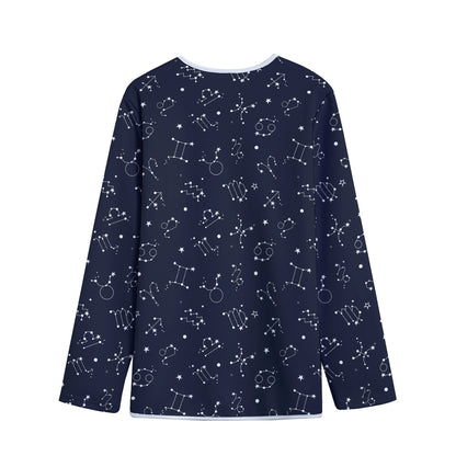 Zodiac Star Signs Pattern Print Long Sleeve Short Coat