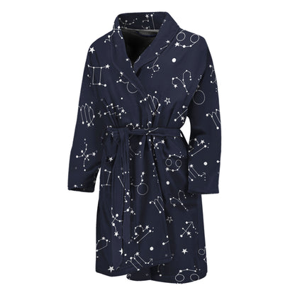 Zodiac Star Signs Pattern Print Men's Bathrobe