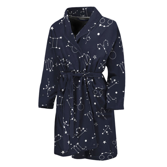 Zodiac Star Signs Pattern Print Men's Bathrobe