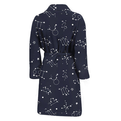 Zodiac Star Signs Pattern Print Men's Bathrobe