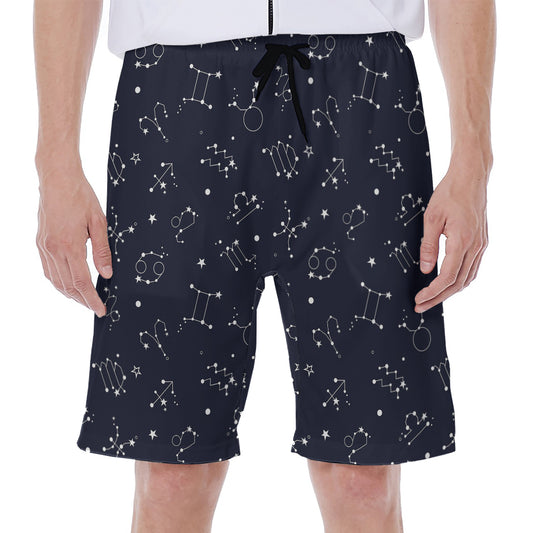Zodiac Star Signs Pattern Print Men's Beach Shorts