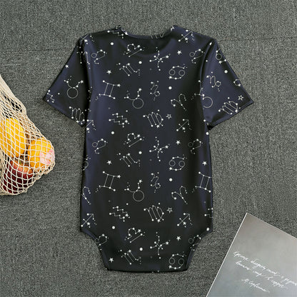 Zodiac Star Signs Pattern Print Men's Bodysuit
