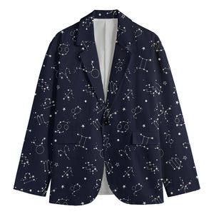 Zodiac Star Signs Pattern Print Men's Cotton Blazer