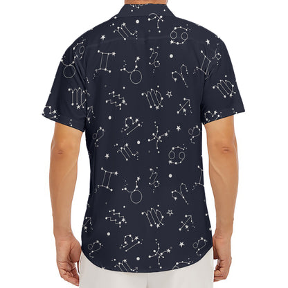 Zodiac Star Signs Pattern Print Men's Deep V-Neck Shirt