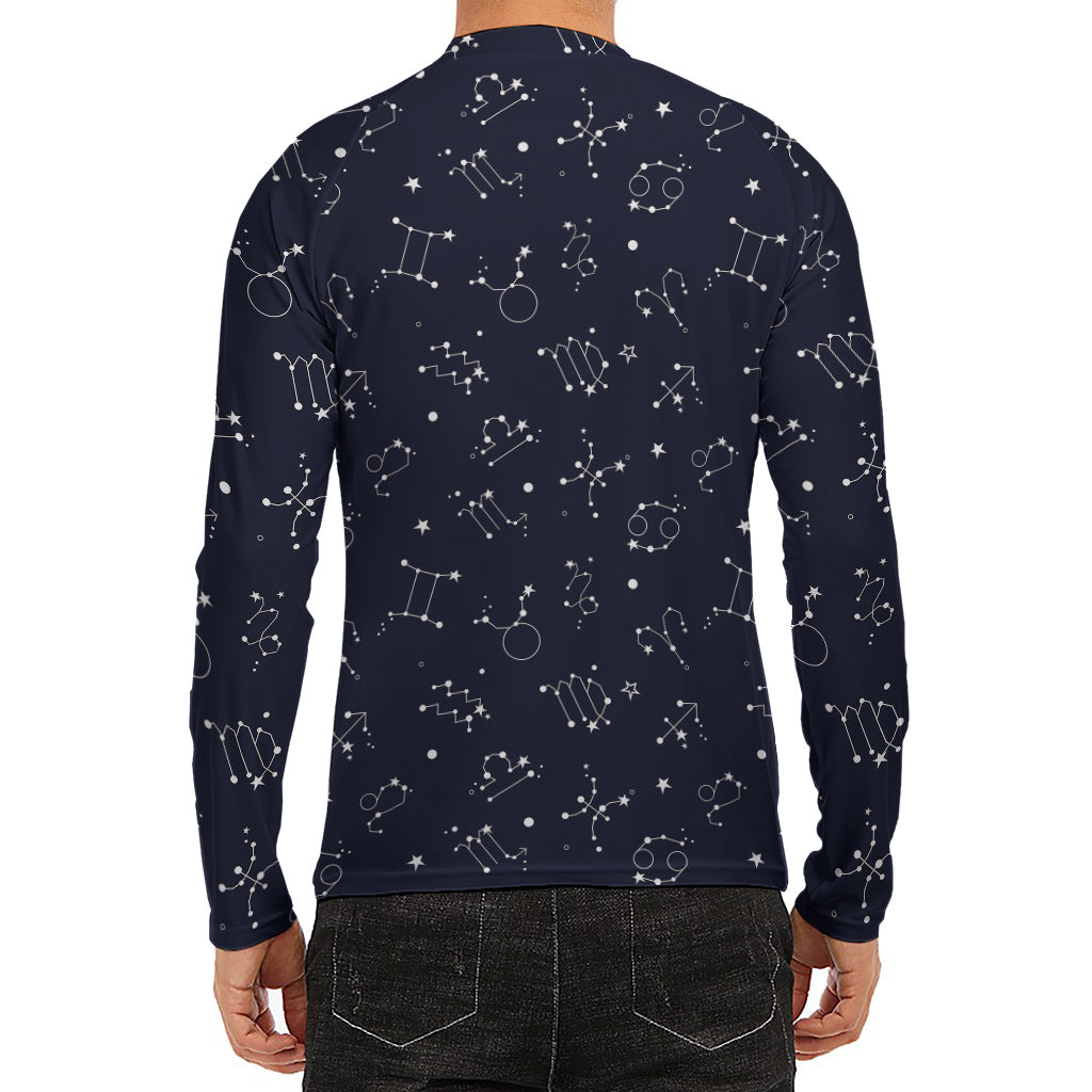 Zodiac Star Signs Pattern Print Men's Long Sleeve Rash Guard