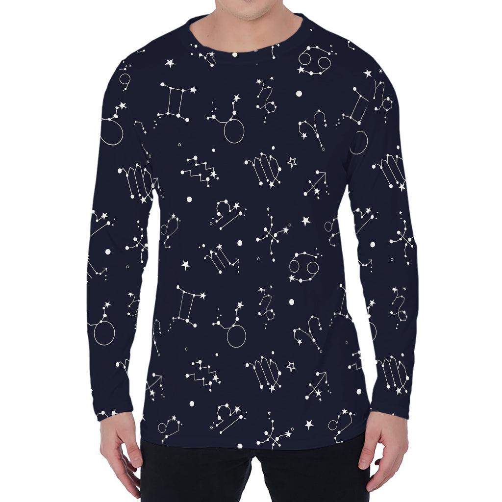 Zodiac Star Signs Pattern Print Men's Long Sleeve T-Shirt