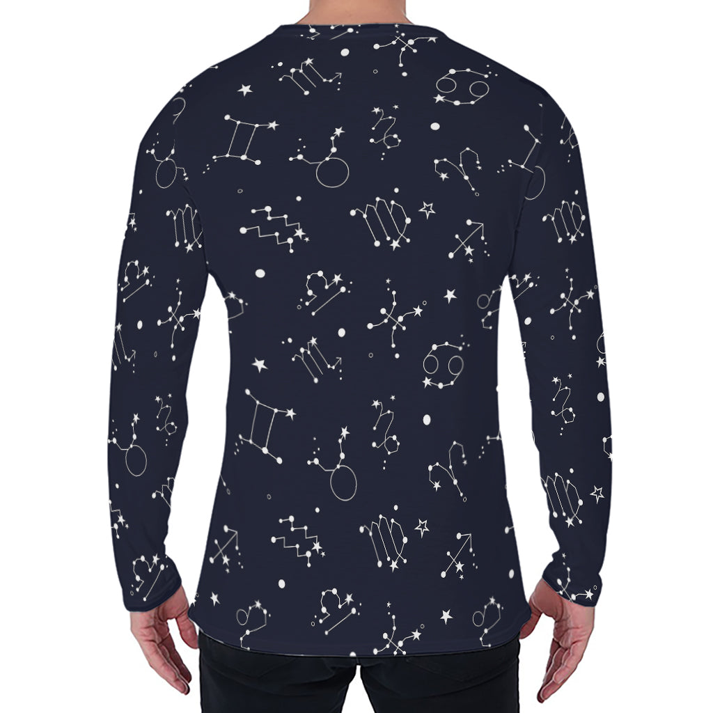 Zodiac Star Signs Pattern Print Men's Long Sleeve T-Shirt